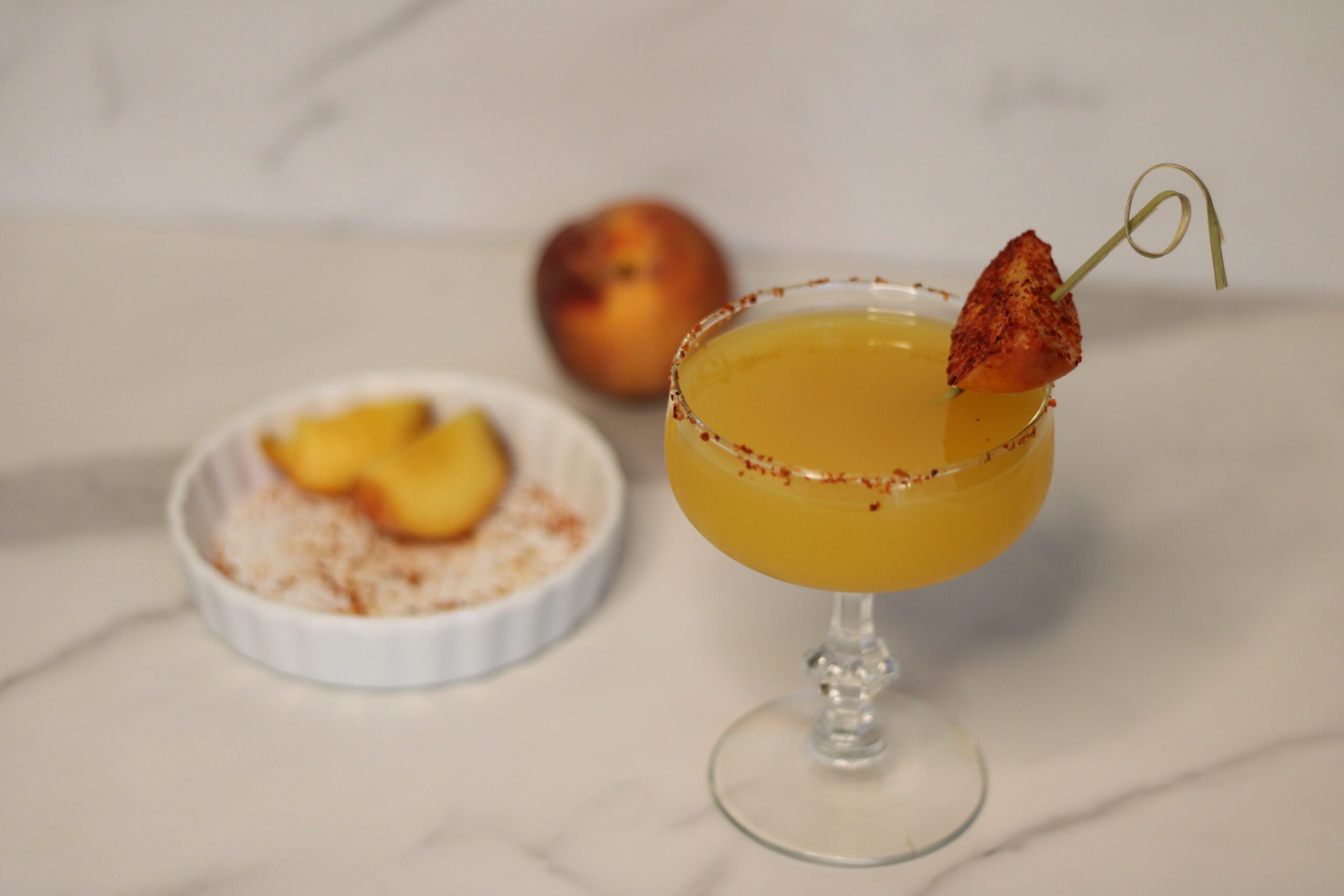 summer cocktails tajin peach martini recipe